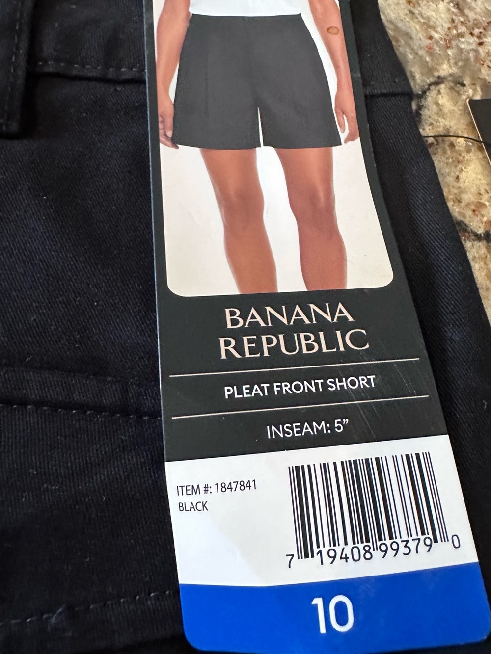 Banana Republic Black Pleat Front Shorts New 5” Inseam Size 10 NWT